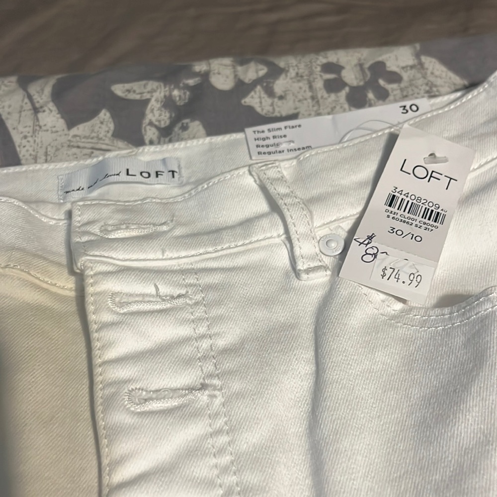 LOFT White Slim Flare Jeans